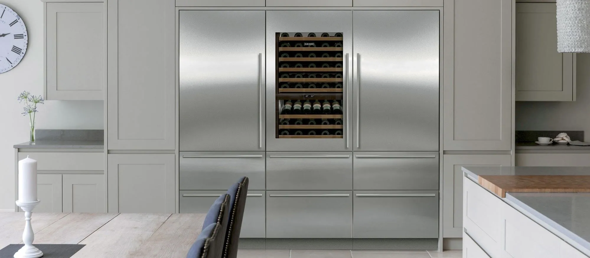 Built-in refrigerators and freezers in a custom kitchen
